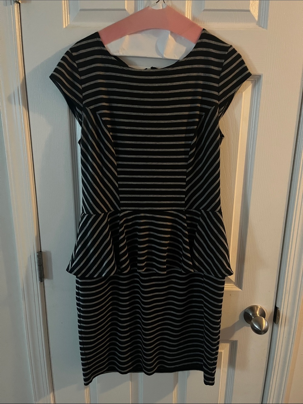 Mossimo Supply Co. Black and White Striped Peplum Midi Dress